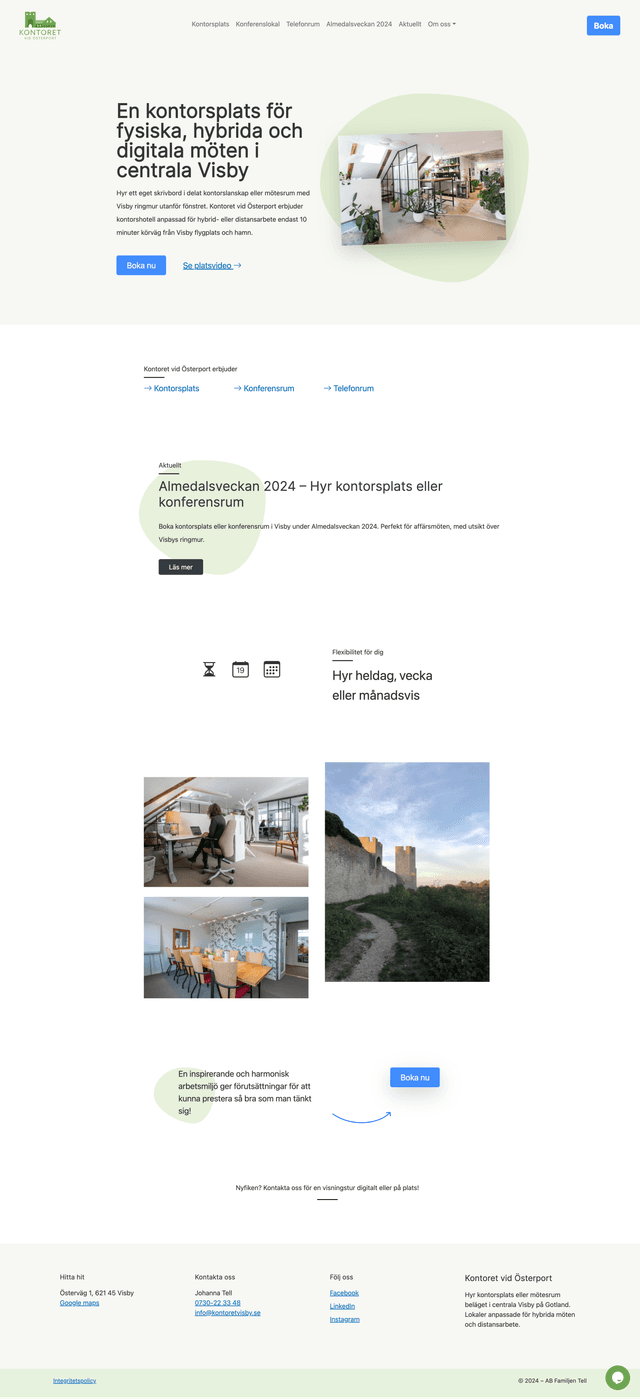 Skärmavbildning Kontoret vid Österport i Visbys startsida